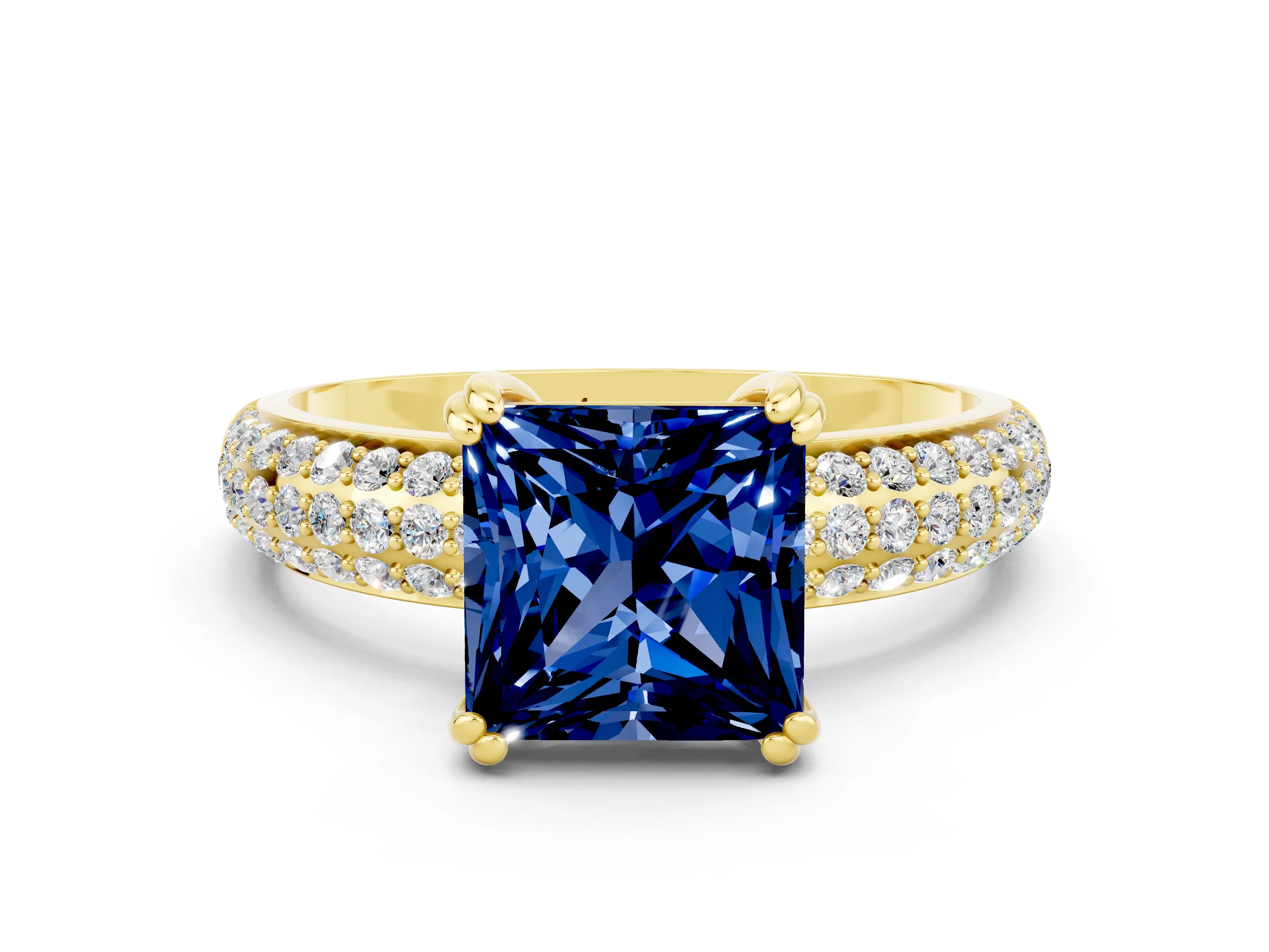 Yellow gold Princess Cut Cut Diamond Milgrain Marquise Band with Prong Setting