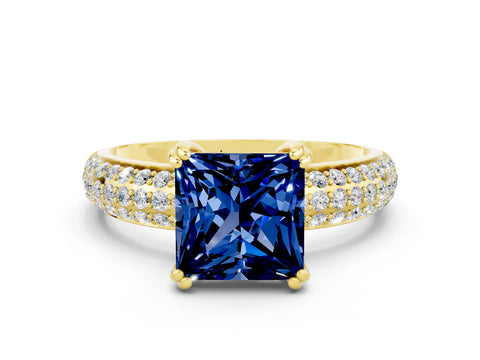 Yellow gold Princess Cut Cut Diamond Milgrain Marquise Band with Prong Setting