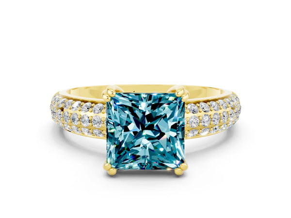 Yellow gold Princess Cut Cut Diamond Milgrain Marquise Band with Prong Setting