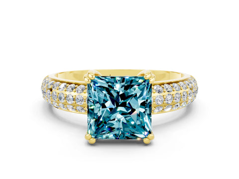 Yellow gold Princess Cut Cut Diamond Milgrain Marquise Band with Prong Setting