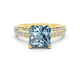 Yellow gold Princess Cut Cut Diamond Milgrain Marquise Band with Prong Setting