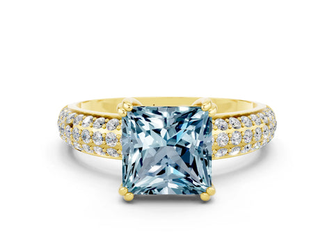 Yellow gold Princess Cut Cut Diamond Milgrain Marquise Band with Prong Setting