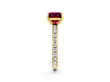 Yellow gold Princess Cut Cut Diamond Pavé Band with Four-Prong Setting_2