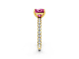 Yellow gold Princess Cut Cut Diamond Pavé Band with Four-Prong Setting_2