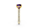 Yellow gold Princess Cut Cut Diamond Pavé Band with Four-Prong Setting_2