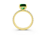 Yellow gold Princess Cut Cut Diamond Pavé Band with Four-Prong Setting_3