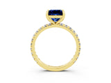 Yellow gold Princess Cut Cut Diamond Pavé Band with Four-Prong Setting_3