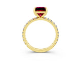 Yellow gold Princess Cut Cut Diamond Pavé Band with Four-Prong Setting_3