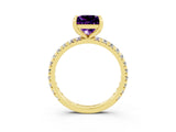 Yellow gold Princess Cut Cut Diamond Pavé Band with Four-Prong Setting_3