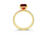 Yellow gold Princess Cut Cut Diamond Pavé Band with Four-Prong Setting_3