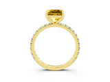 Yellow gold Princess Cut Cut Diamond Pavé Band with Four-Prong Setting_3
