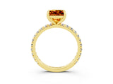 Yellow gold Princess Cut Cut Diamond Pavé Band with Four-Prong Setting_3