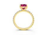 Yellow gold Princess Cut Cut Diamond Pavé Band with Four-Prong Setting_3