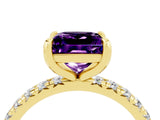 Yellow gold Princess Cut Cut Diamond Pavé Band with Four-Prong Setting_4