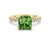 Yellow gold Princess Cut Cut Diamond Pavé Band with Four-Prong Setting