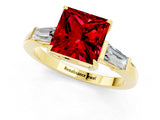 Yellow gold Princess Cut Cut Diamond Ring with Tapered Baguette Side Stones in Four-Prong Setting_1