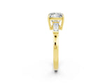 Yellow gold Princess Cut Cut Diamond Ring with Tapered Baguette Side Stones in Four-Prong Setting_2