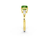 Yellow gold Princess Cut Cut Diamond Ring with Tapered Baguette Side Stones in Four-Prong Setting_2