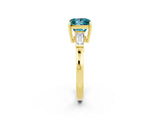 Yellow gold Princess Cut Cut Diamond Ring with Tapered Baguette Side Stones in Four-Prong Setting_2
