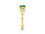 Yellow gold Princess Cut Cut Diamond Ring with Tapered Baguette Side Stones in Four-Prong Setting_2
