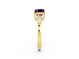 Yellow gold Princess Cut Cut Diamond Ring with Tapered Baguette Side Stones in Four-Prong Setting_2
