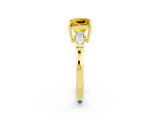 Yellow gold Princess Cut Cut Diamond Ring with Tapered Baguette Side Stones in Four-Prong Setting_2