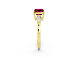 Yellow gold Princess Cut Cut Diamond Ring with Tapered Baguette Side Stones in Four-Prong Setting_2