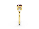 Yellow gold Princess Cut Cut Diamond Ring with Tapered Baguette Side Stones in Four-Prong Setting_2