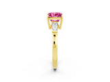 Yellow gold Princess Cut Cut Diamond Ring with Tapered Baguette Side Stones in Four-Prong Setting_2