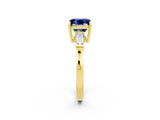Yellow gold Princess Cut Cut Diamond Ring with Tapered Baguette Side Stones in Four-Prong Setting_2