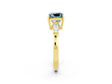 Yellow gold Princess Cut Cut Diamond Ring with Tapered Baguette Side Stones in Four-Prong Setting_2