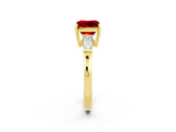 Yellow gold Princess Cut Cut Diamond Ring with Tapered Baguette Side Stones in Four-Prong Setting_2