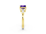Yellow gold Princess Cut Cut Diamond Ring with Tapered Baguette Side Stones in Four-Prong Setting_2