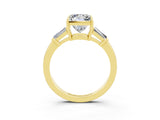Yellow gold Princess Cut Cut Diamond Ring with Tapered Baguette Side Stones in Four-Prong Setting_3