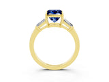 Yellow gold Princess Cut Cut Diamond Ring with Tapered Baguette Side Stones in Four-Prong Setting_3