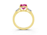 Yellow gold Princess Cut Cut Diamond Ring with Tapered Baguette Side Stones in Four-Prong Setting_3