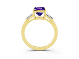 Yellow gold Princess Cut Cut Diamond Ring with Tapered Baguette Side Stones in Four-Prong Setting_3