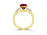 Yellow gold Princess Cut Cut Diamond Ring with Tapered Baguette Side Stones in Four-Prong Setting_3