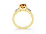 Yellow gold Princess Cut Cut Diamond Ring with Tapered Baguette Side Stones in Four-Prong Setting_3