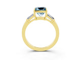 Yellow gold Princess Cut Cut Diamond Ring with Tapered Baguette Side Stones in Four-Prong Setting_3