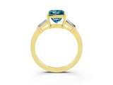 Yellow gold Princess Cut Cut Diamond Ring with Tapered Baguette Side Stones in Four-Prong Setting_3