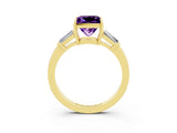 Yellow gold Princess Cut Cut Diamond Ring with Tapered Baguette Side Stones in Four-Prong Setting_3