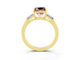Yellow gold Princess Cut Cut Diamond Ring with Tapered Baguette Side Stones in Four-Prong Setting_3