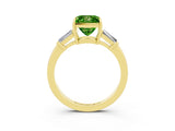 Yellow gold Princess Cut Cut Diamond Ring with Tapered Baguette Side Stones in Four-Prong Setting_3