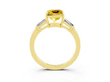 Yellow gold Princess Cut Cut Diamond Ring with Tapered Baguette Side Stones in Four-Prong Setting_3