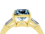 Yellow gold Princess Cut Cut Diamond Ring with Tapered Baguette Side Stones in Four-Prong Setting_4