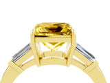 Yellow gold Princess Cut Cut Diamond Ring with Tapered Baguette Side Stones in Four-Prong Setting_4