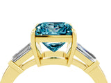 Yellow gold Princess Cut Cut Diamond Ring with Tapered Baguette Side Stones in Four-Prong Setting_4