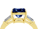 Yellow gold Princess Cut Cut Diamond Ring with Tapered Baguette Side Stones in Four-Prong Setting_4