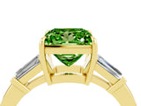 Yellow gold Princess Cut Cut Diamond Ring with Tapered Baguette Side Stones in Four-Prong Setting_4